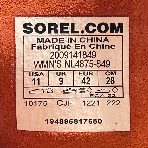 Sorel Hi-Line Heel Lace Boots Warp Red, Tawny Buff NL4875-849 Women 11 NWB - Picture 10 of 11